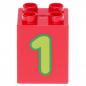 Preview: LEGO Duplo - Brick 2 x 2 x 2 Number 1 31110pb073 Red