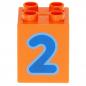 Preview: LEGO Duplo - Brick 2 x 2 x 2 Number 2 31110pb074 Orange