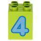 Preview: LEGO Duplo - Brick 2 x 2 x 2 Number 4 31110pb076 Lime
