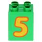 Preview: LEGO Duplo - Brick 2 x 2 x 2 Number 5 31110pb077 Bright Green