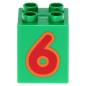 Preview: LEGO Duplo - Brick 2 x 2 x 2 Number 6 31110pb078 Green