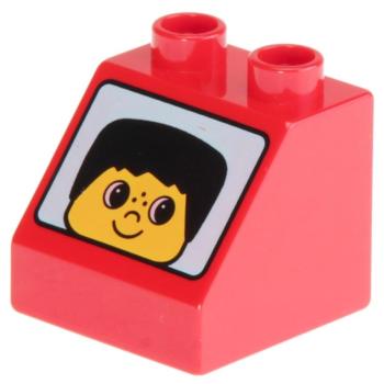 LEGO Duplo - Brick 2 x 2 x 1 1/2 Slope 45 6474pb01 Boy