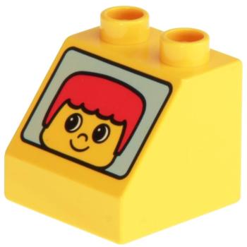 LEGO Duplo - Brick 2 x 2 x 1 1/2 Slope 45 6474pb02 Boy