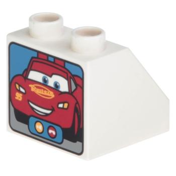 LEGO Duplo - Brick 2 x 2 x 1 1/2 Slope 45 6474pb43 Lightning McQueen