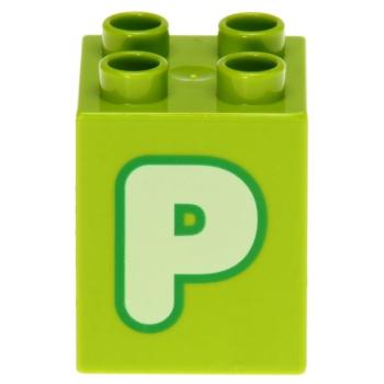LEGO Duplo - Brick 2 x 2 x 2 Letter P 31110pb158