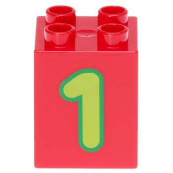 LEGO Duplo - Brick 2 x 2 x 2 Number 1 31110pb073 Red