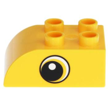 LEGO Duplo - Brick 2 x 3 Curved Top 2302pb13 Yellow