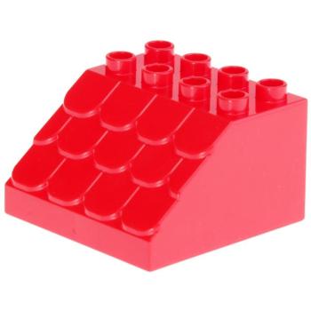 LEGO Duplo - Brick 4 x 4 x 2 Slope Shingled 18814 Red