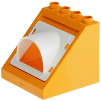 LEGO Duplo - Building Roof Sloped 4 x 4 x 3 with Door 27396/28593 Bright Light Orange/White