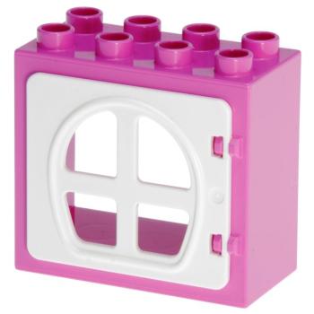 LEGO Duplo - Building Window 61649/26249 Dark Pink White