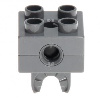 LEGO Duplo - Toolo Brick 2 x 2 with Holes and Clip 74957c01 Dark Bluish Gray