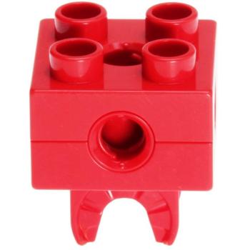 LEGO Duplo - Toolo Brick 2 x 2 with Holes and Clip 74957c01 Red