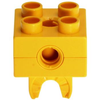 LEGO Duplo - Toolo Brick 2 x 2 with Holes and Clip 74957c01 Yellow