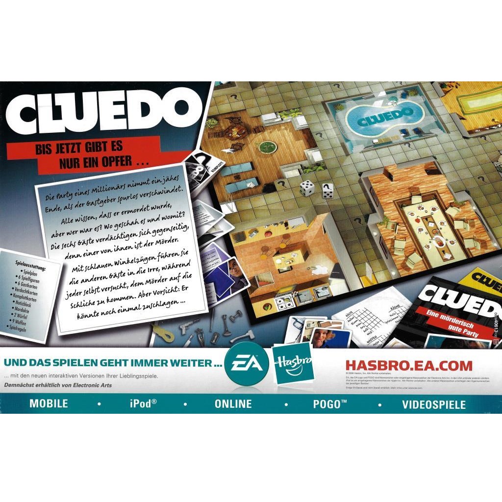Hasbro 050840613100 - Cluedo Classic Familienspiel - Entdecken Sie