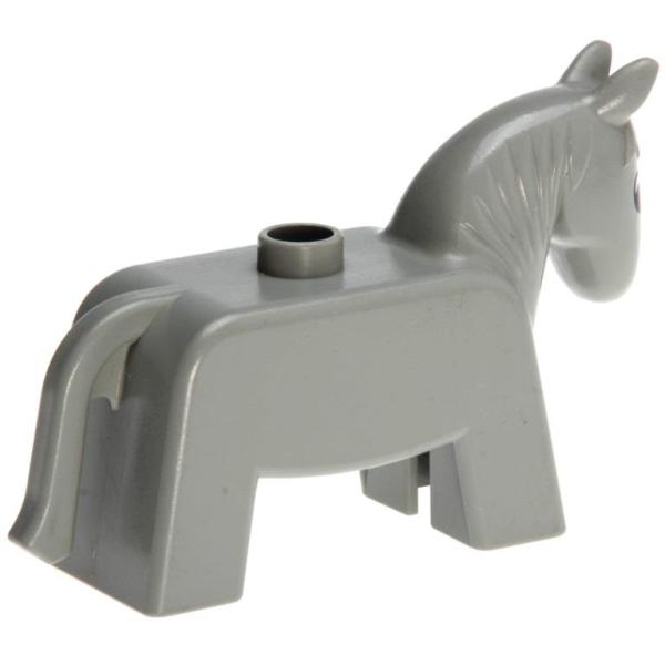 LEGO Duplo - Animal Horse 4009pb02 Light Gray