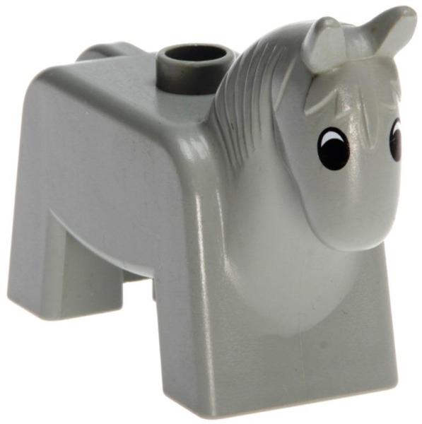 LEGO Duplo - Animal Horse 4009pb02 Light Gray