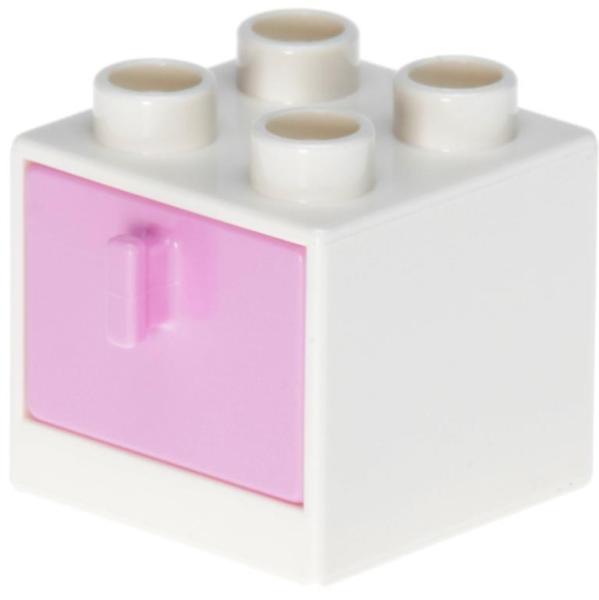 LEGO Duplo - Furniture Cabinet with Drawer 4890/4891 White/Bright Pink