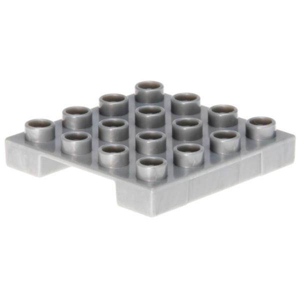LEGO Duplo - Pallet 4 x 4 Indented Side Pearl Light Gray 47415