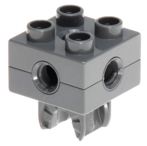 LEGO Duplo - Toolo Brick 2 x 2 with Holes and Clip 74957c01 Dark Bluish Gray