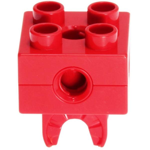 LEGO Duplo - Toolo Brick 2 x 2 with Holes and Clip 74957c01 Red