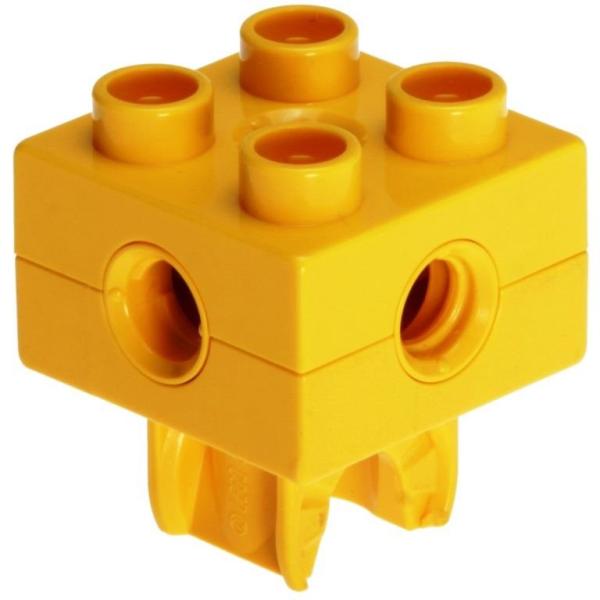 LEGO Duplo - Toolo Brick 2 x 2 with Holes and Clip 74957c01 Yellow