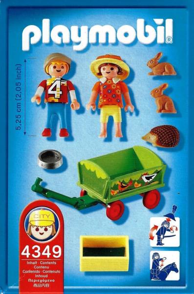 Enfants avec chariot et petits animaux playmobil 4349