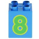 LEGO Duplo - Brick 2 x 2 x 2 Number 8 31110pb080 Blue