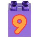 LEGO Duplo - Brick 2 x 2 x 2 Number 9 31110pb081 Dark Purple